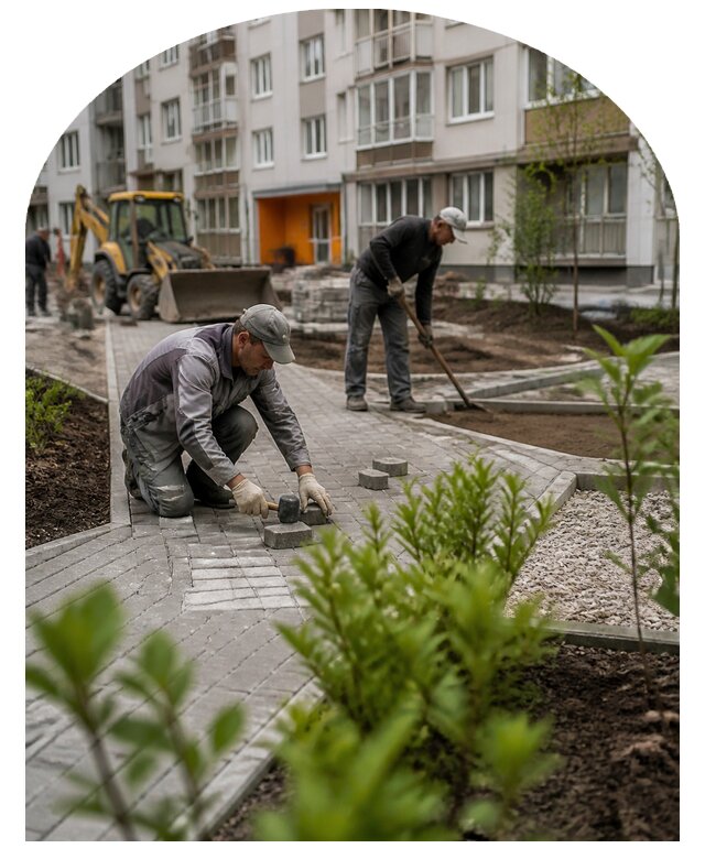 Благоустройство двора многоквартирного дома в Лобне